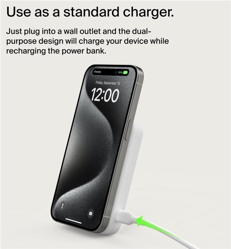 Belkin BoostCharge Pro Induktive Power Bank 8000 mAh 15 W Qi2 MagSafe Weiß