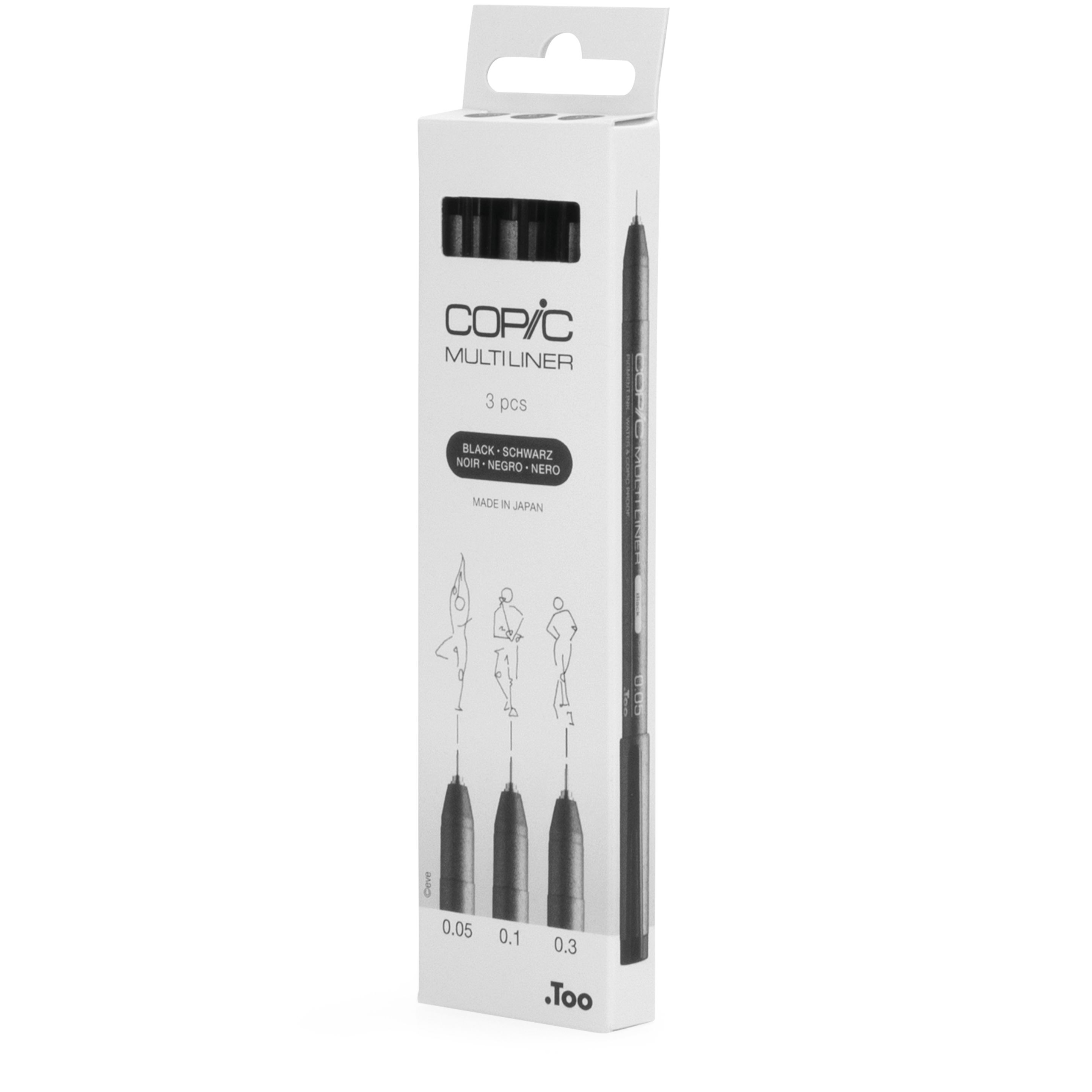 COPIC Multiliner Fineliner Set 0.05 + 0.1 + 0.3 mm 3 St. Schwarz