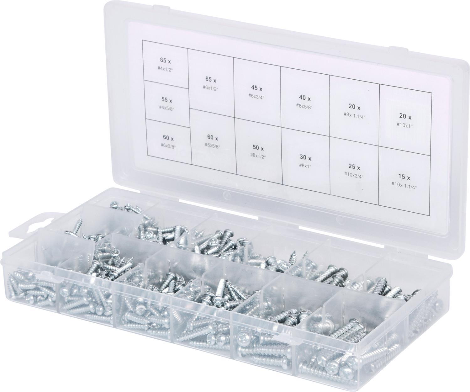 KS TOOLS Sortiment Linsenkopf-Blechtreibschrauben, 550-tlg. (970.0420)