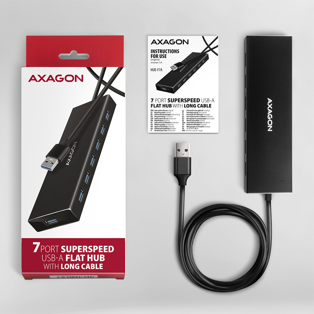 AXAGON USB-C-Hub HMC-HCR3A, 3x USB-A, HDMI, SD/microSD, USB-C 3.2 Gen 1, 20 cm Kabel, Grau