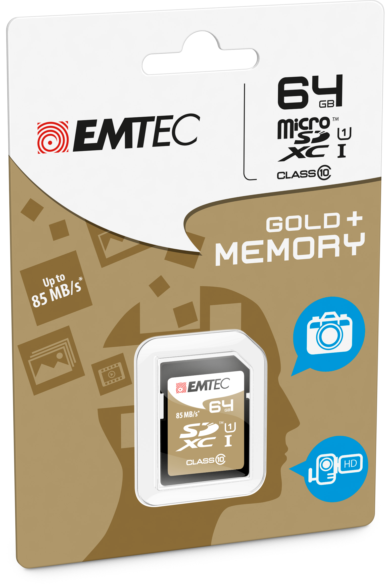 EMTEC Gold+ Flash-Speicherkarte (ECMSD64GXC10GP)
