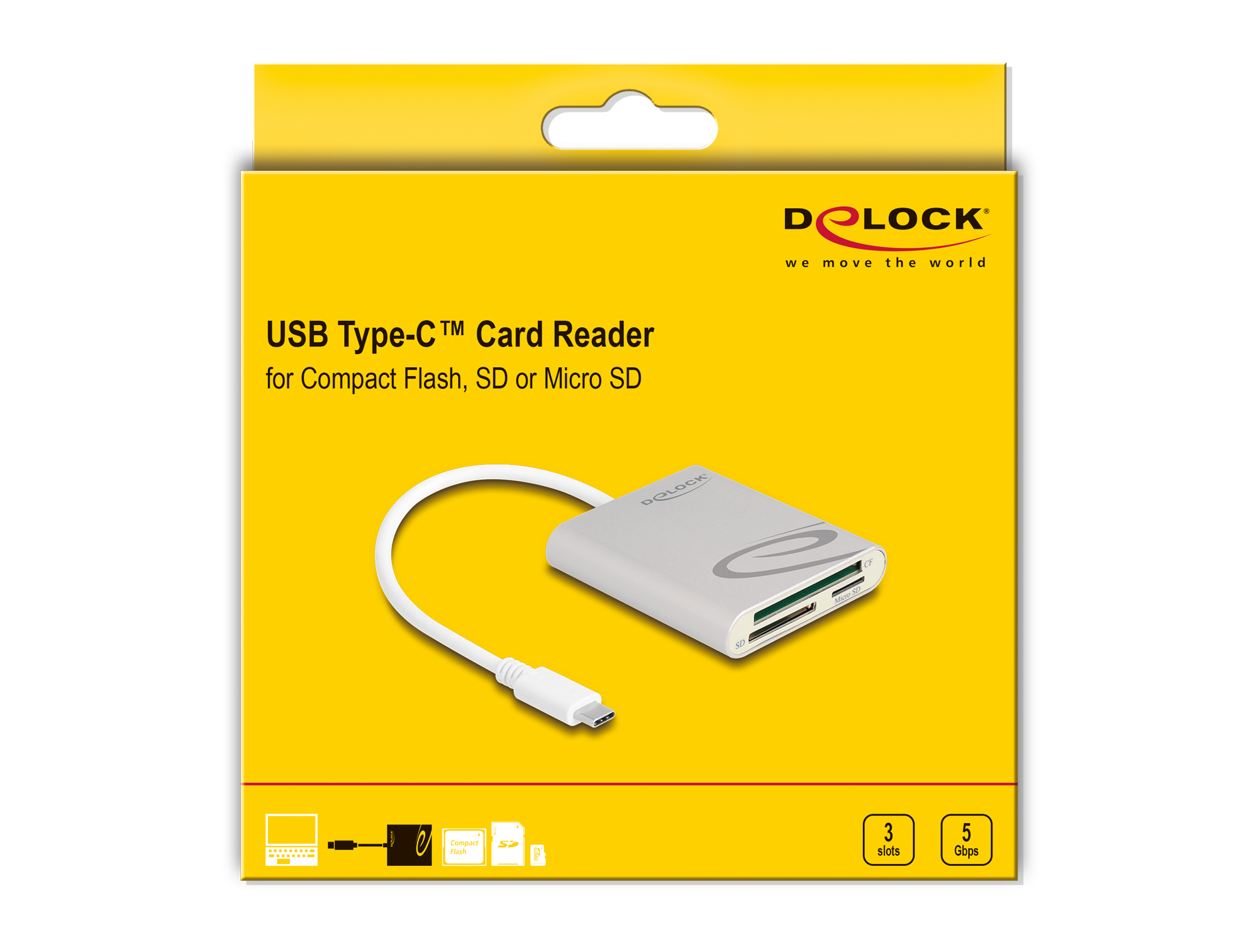 Delock Kartenleser USB Type-C 5000 Mbit/s Grau