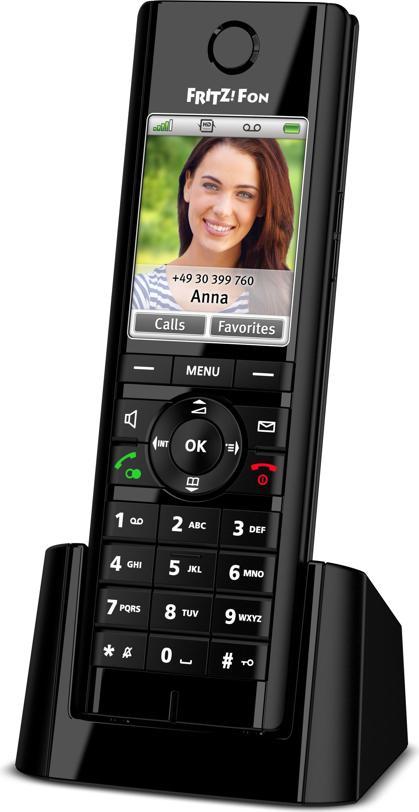 FRITZ!Fon C5 International - DECT-Telefon - Kabelloses Mobilteil - Freisprecheinrichtung - 300 Eintragungen - Anrufer-Identifikation - Schwarz (20002749)