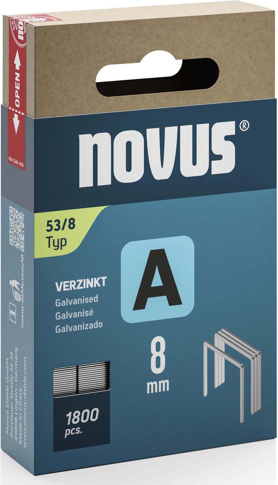 Novus Feindrahtklammern A Typ 53 8mm 1800 St. 042-0774 Abmessungen (L x B) 8 mm x 11.3 mm (042-0774)