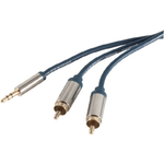 shiverpeaks sp-PROFESSIONAL Audio-Kabel 0,75 m 3.5mm 2 x RCA Blau - Chrom (SP30831-SLIM)