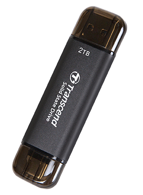 Transcend ESD310C Tragbare SSD 2 TB USB 3.2 Gen 2x1 Typ-A/Typ-C Schwarz