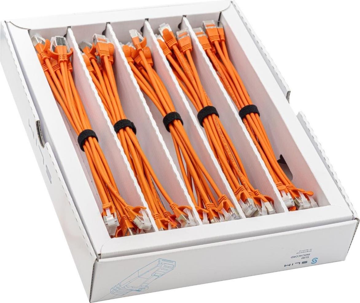 SLIM KAT6A 10 Gigabit Lightpatchkabel, 0,15m, U/FTP, Ø 3,8mm, orange, 50-Pack KAT6A LIGHT geschirmt (SLIM-LS-K6A 0.15 OR 50)
