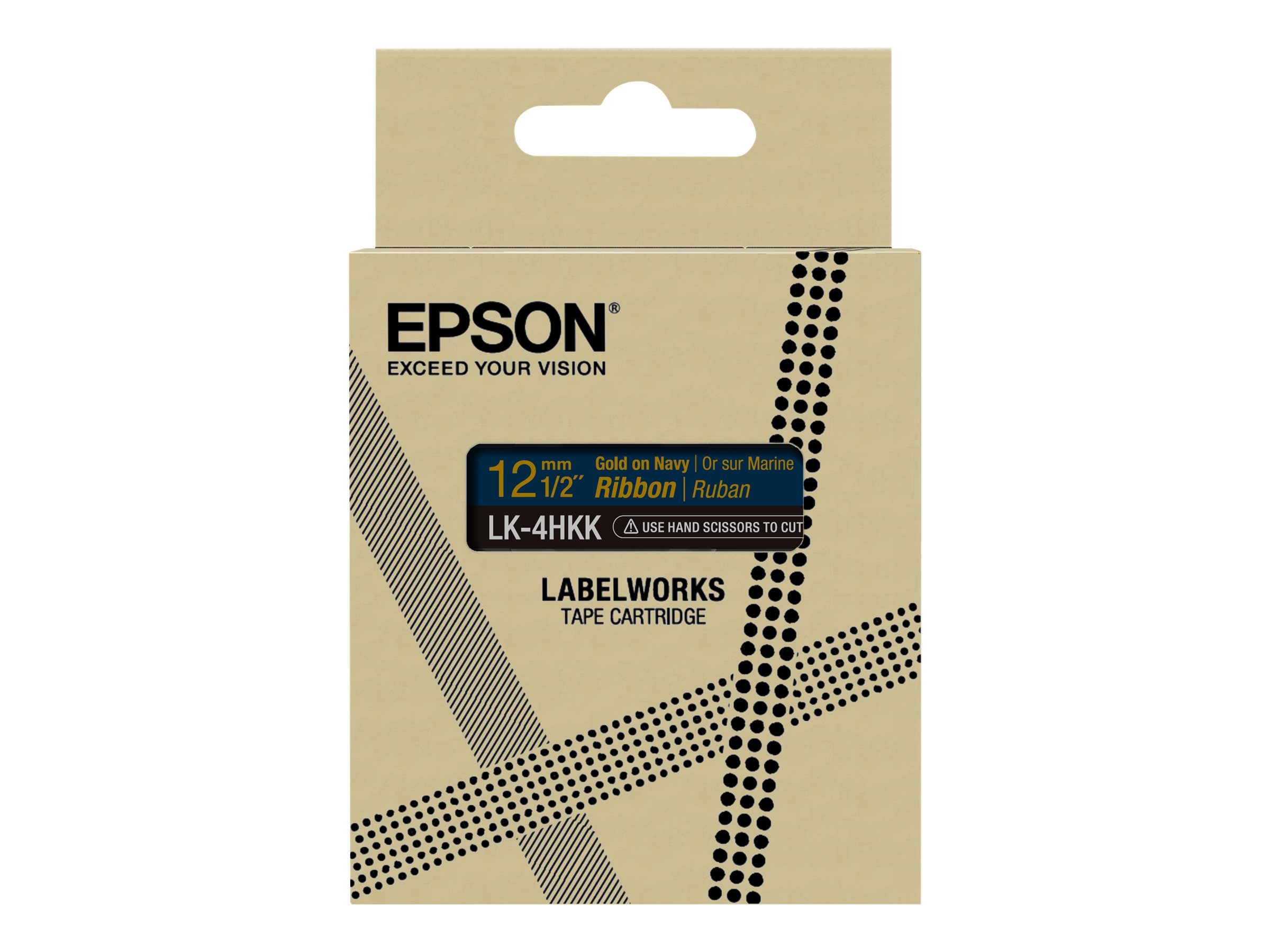Epson LabelWorks LK-4HKK Satinband 12 mm x 5 m Gold auf Marineblau