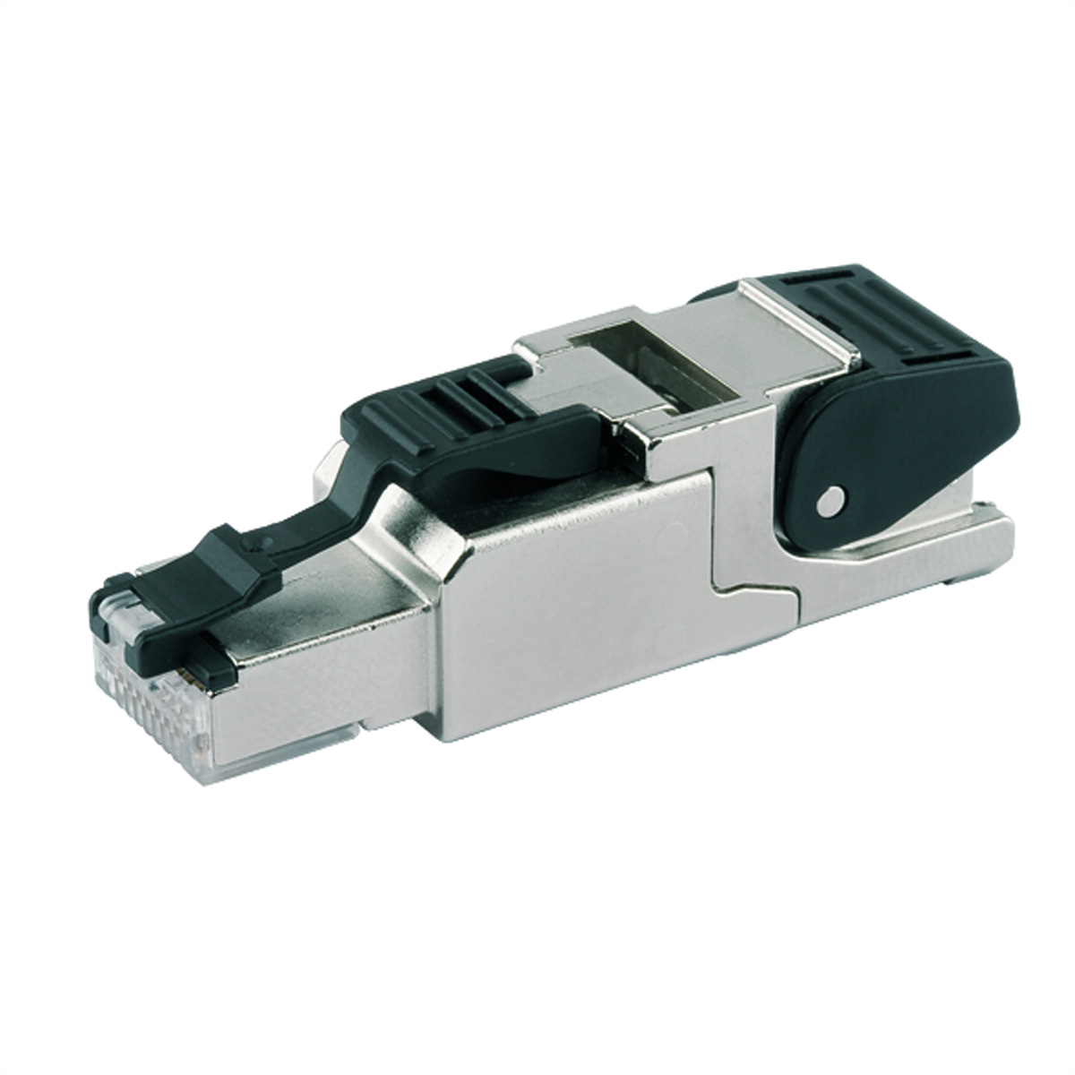 Telegärtner MFP8 RJ45-Steckverbinder Cat 6a T568B mit Staubschutz Schwarz, Silber
