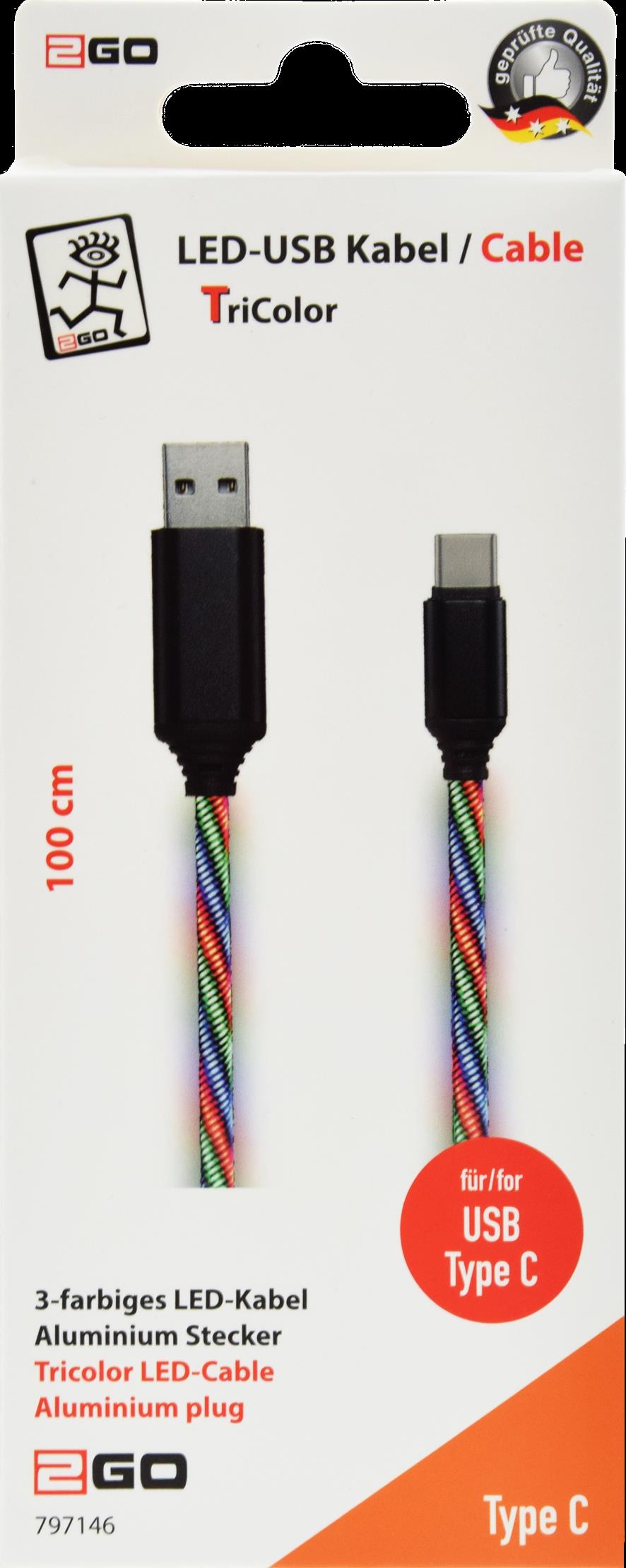 2GO 797146 USB Kabel 1 m USB B USB C Mehrfarbig (797146)