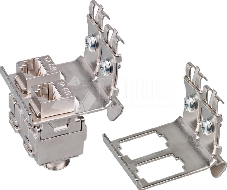 Wirewin Hutschienenadapter für Montage von 2 Keystone Jacks, Metall Keystone System (WKS DIN RAIL HOLDER 2)