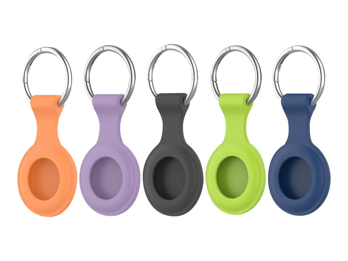 4smarts AirTag-Schlüsselfinder-Gehäuse 5er-Set Metall/Silikon Schwarz, Blau, Grün, Orange, Violett