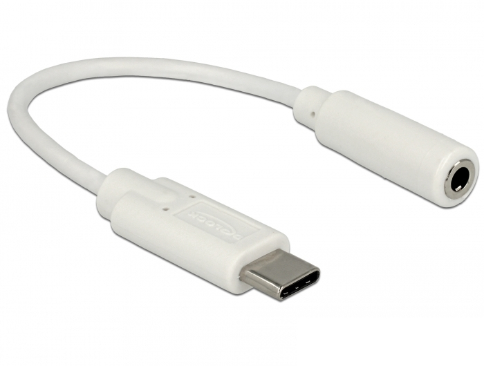 Delock Audio-Adapter USB Type-C Stecker auf 3,5 mm Klinkenbuchse 14 cm Weiß
