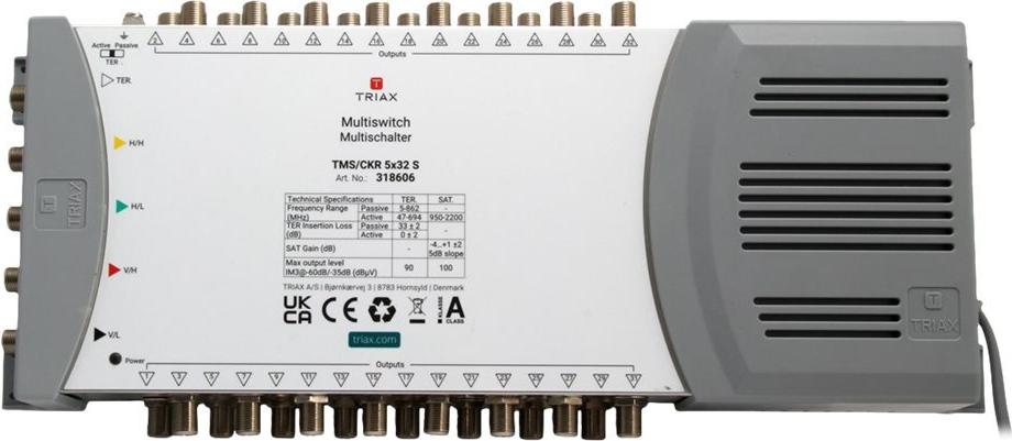TRIAX TMS/CKR 5x32S Einzel Multischalter 4SAT+1terr. Eing. 32fach m.NT 318606 (318606)