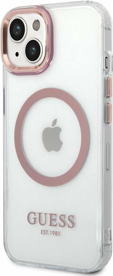 Guess Transparent MagSafe Compatible Case für Apple iPhone 14 Max - pink (GUHMP14MHTRMP)
