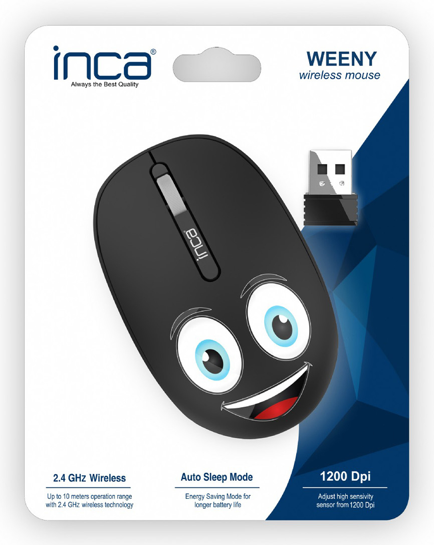 INCA WEENY IWM-245RS Kabellose Maus 1200 DPI 3 Tasten RF Wireless Schwarz