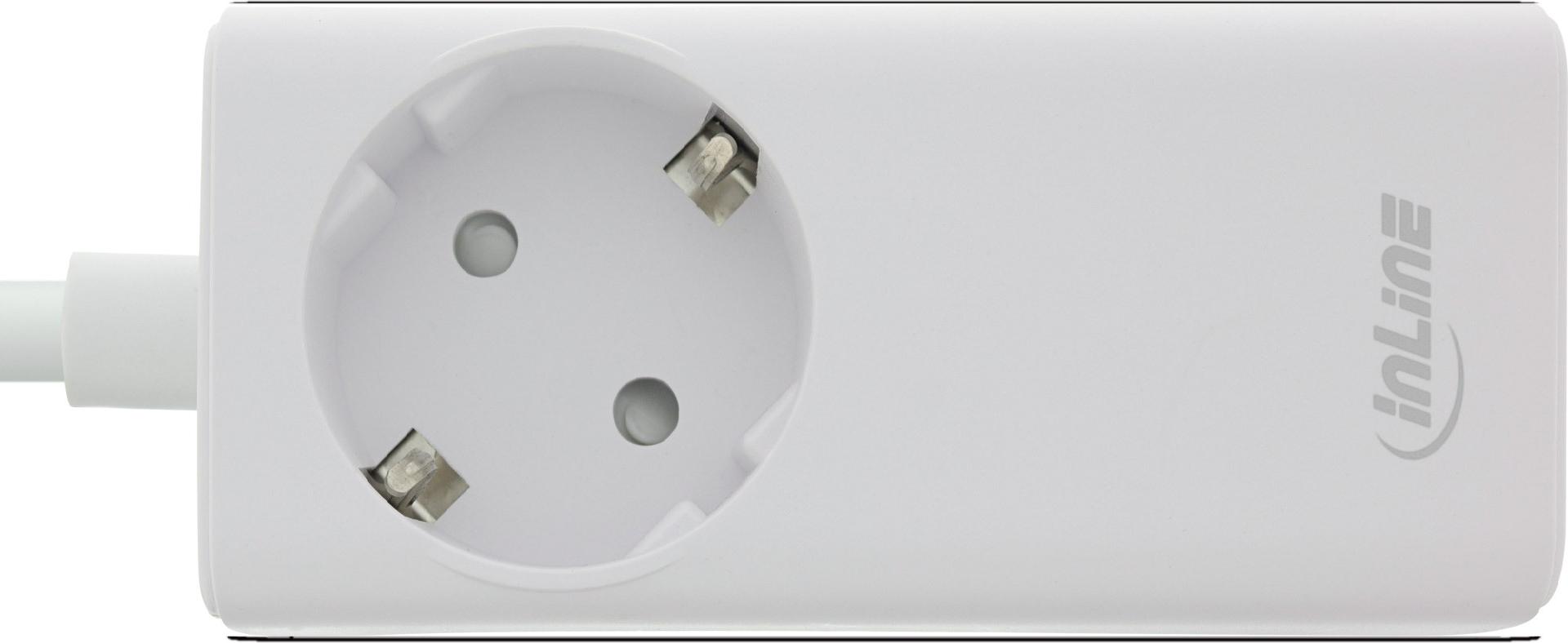 InLine GaN Ladegerät 65W 2x USB-C 1x USB-A mit Schutzkontaktbuchse Weiß