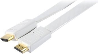 High Speed HDMI Flachkabel, vergoldete Stecker, HDMI St. A / St. A, weiß, 1,8 m Flaches weisses HDMI-Anschlusskabel zur unauffälligen Verlegung (128312)