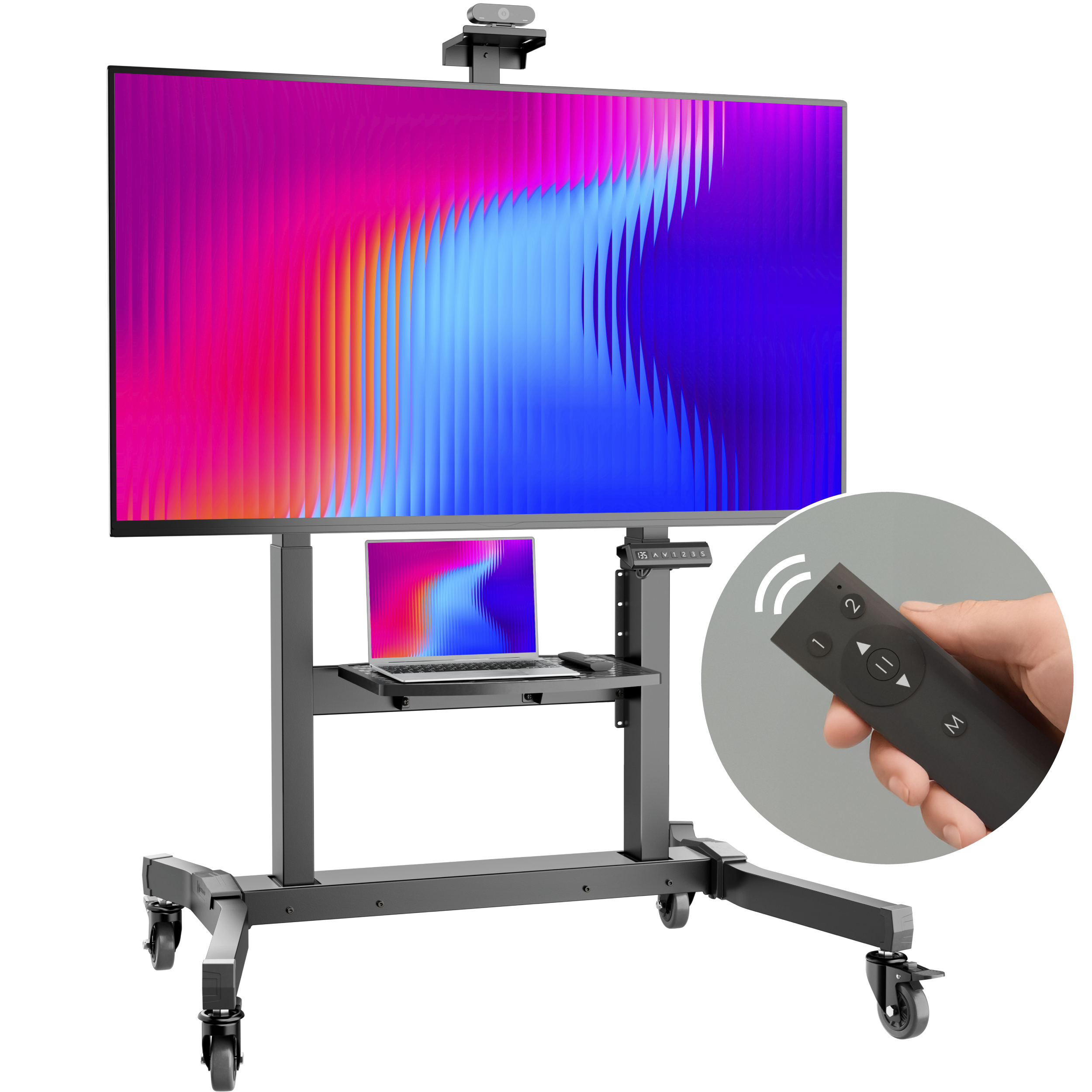 ONKRON Elektrischer TV Rollständer TS1991E-B 50-100" 130 kg höhenverstellbar Schwarz