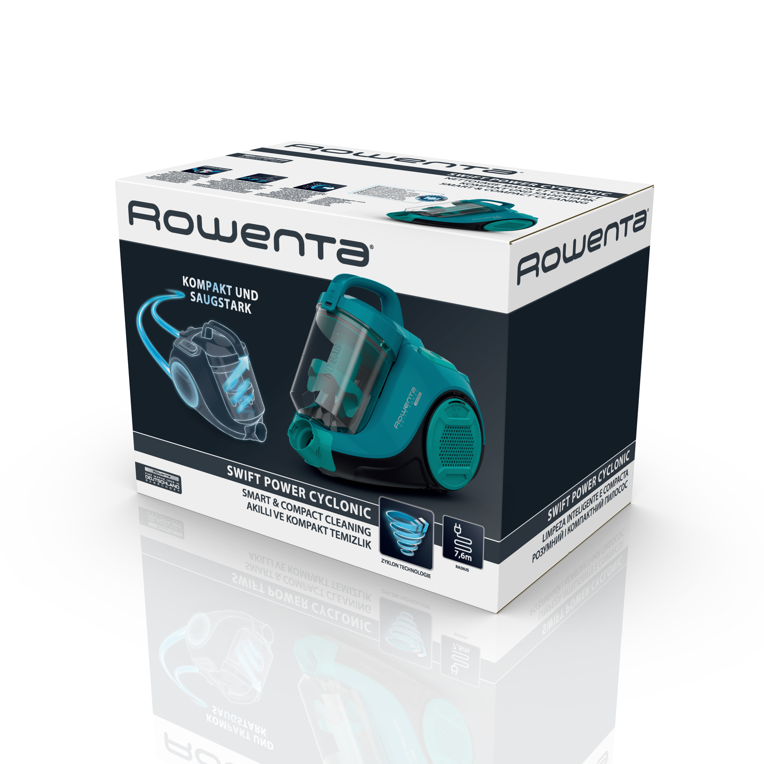 Rowenta Swift Power Cyclonic RO2932EA Bodenstaubsauger 750 W Beutellos Türkis