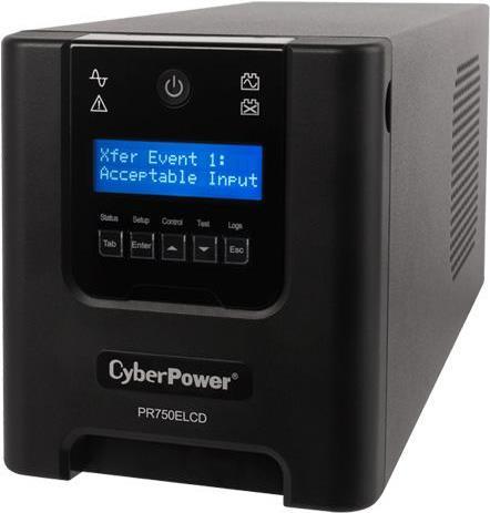 CyberPower PR750ELCD Line-Interactive USV 750VA/675W Tower, Reine Sinuswelle, AVR, LCD, Ausgang (6) IEC, RS232, USB (HID), EPO, Expansion Port für opt. Netzwerkkomunikation (PR750ELCD)