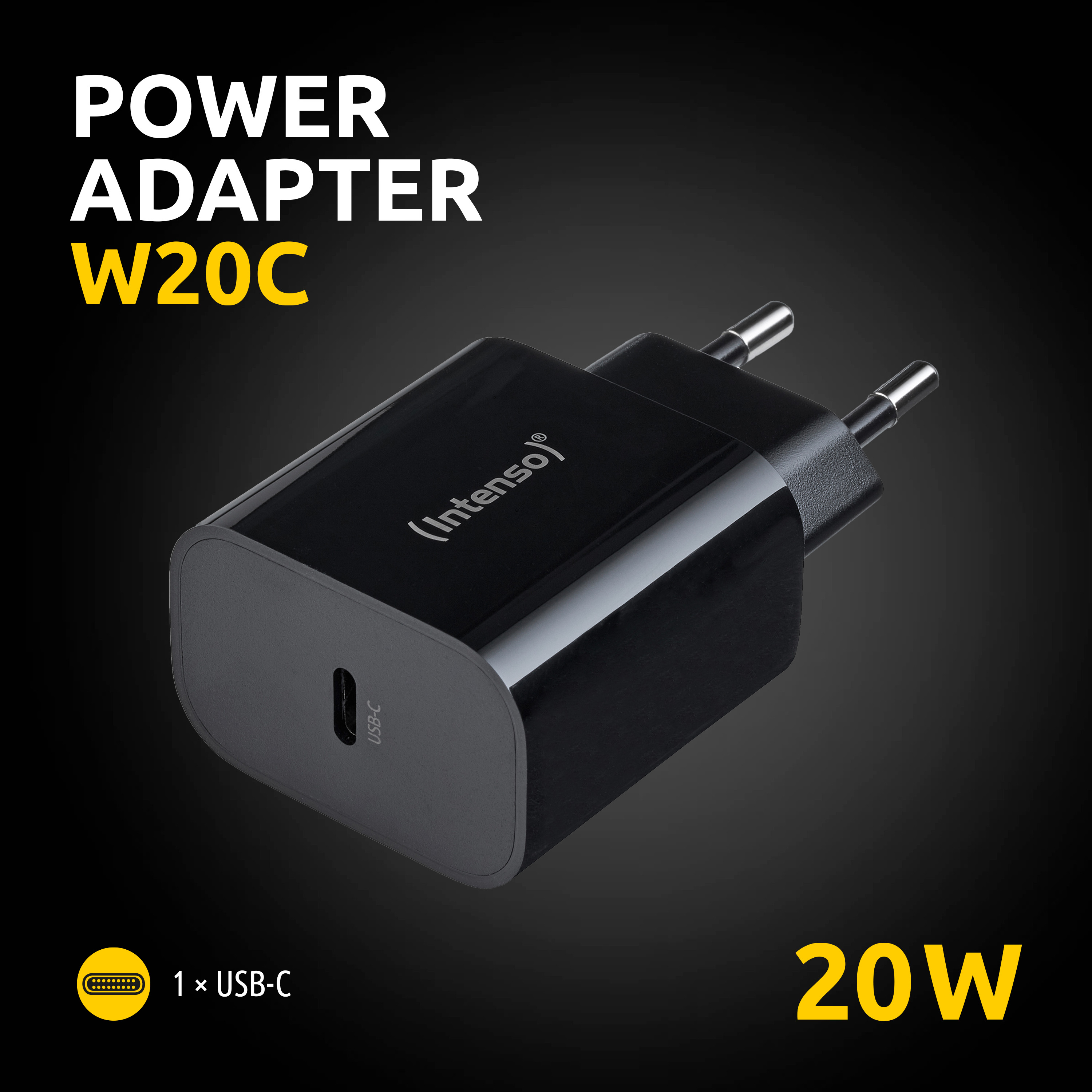 Intenso Power Adapter W20C USB-C 20 W Schwarz