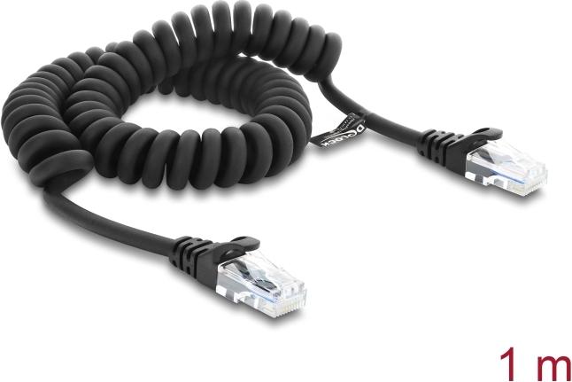 Delock RJ50 Spiralkabel Stecker zu Stecker 1 m schwarz (88161)