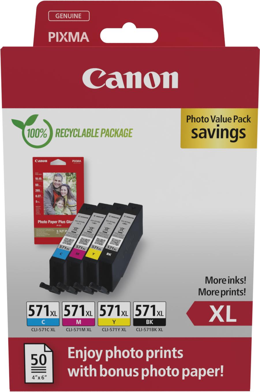 Canon CLI-571XL BK/C/M/Y Photo Value Pack (0332C006)
