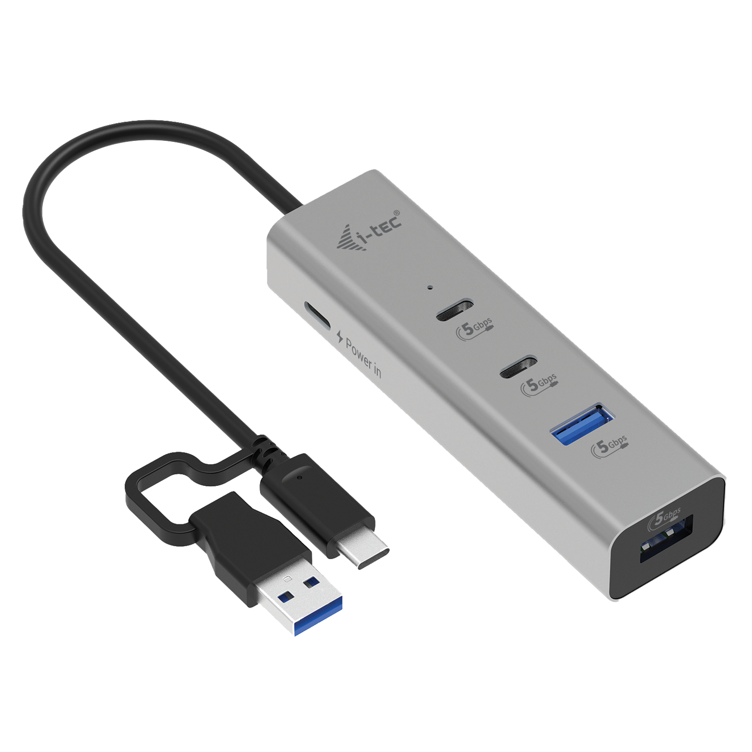 i-tec Universal Charging Metal HUB 2x USB-C + 2x USB-A Power Delivery 85W Silber