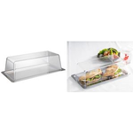 APS Tablett mit Haube (B)330 x (T)170 x (H)100 mm Tablett aus Edelstahl, Haube aus Polystyrol - 1 Stück (64)