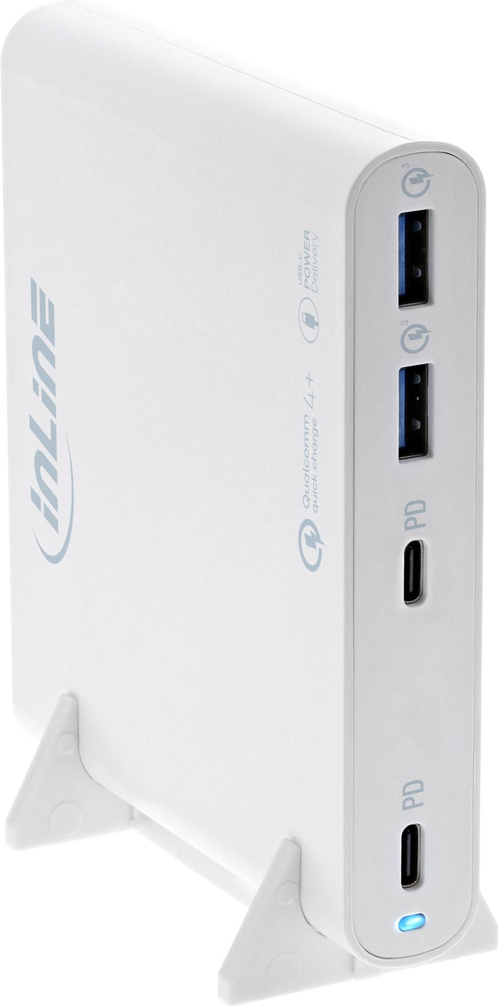 InLine USB Netzteil GaN Ladegeraet 4-Port 2x USB-C+ USB-A 120W weiß (31515W)