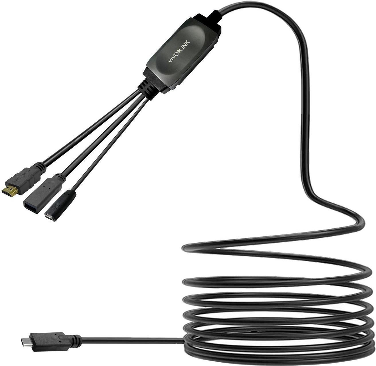 VivoLink USB-C HUB Cable with USB3.0 & Charging 7.5m black (PROUSBCHDMIUSB3-7.5)