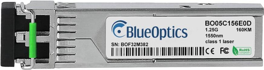 Kompatibler Hitachi 500SSM91 R0001 BlueOptics BO05C156E0D SFP Transceiver, LC-Duplex, 1000BASE-ZX, Singlemode Fiber, 1550nm, 160KM, DDM, 0°C/+70°C (500SSM91 R0001-BO)