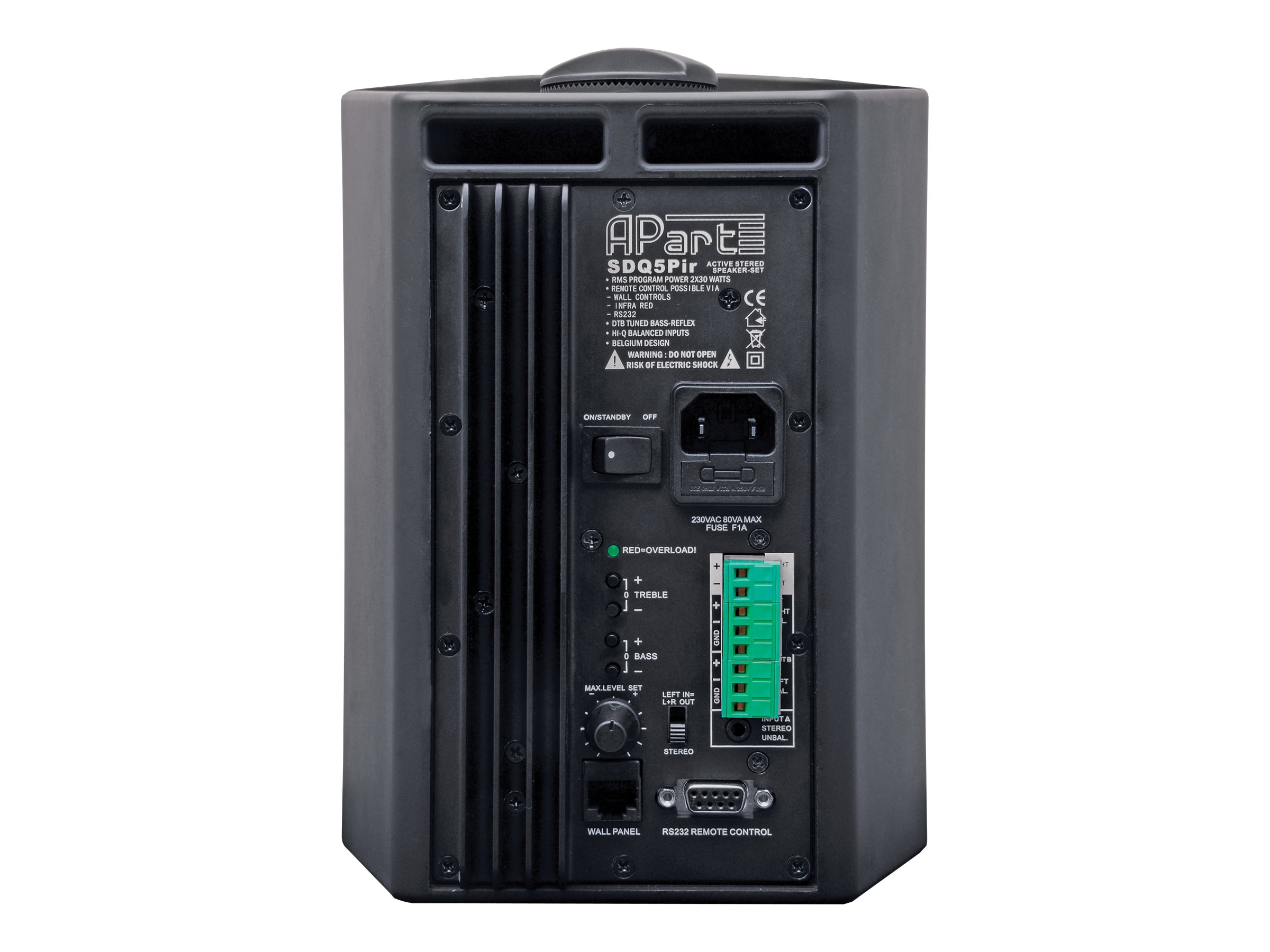 APART SDQ5PIR-BL Aktivlautsprecher-Set 2-Wege 2x30 Watt Integrierter Verstärker Schwarz