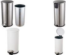 helit Tret-Abfallbehälter "the zinc", 12 Liter, weiß aus pulverbeschichtem Stahl, rund, Soft-Close-Funktion, mit - 1 Stück (H2406505)