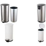 helit Tret-Abfallbehälter "the zinc", 12 Liter, weiß aus pulverbeschichtem Stahl, rund, Soft-Close-Funktion, mit - 1 Stück (H2406505)