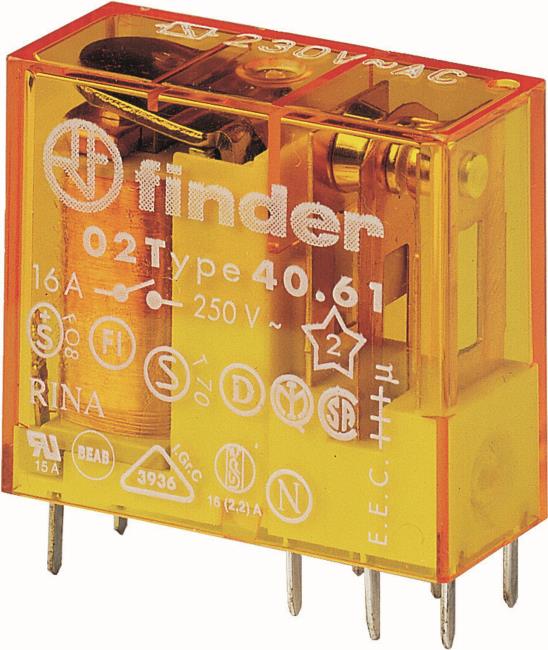 Finder Steck-/Printrelais 1 Wechsler für 16A Spule 230V AC (406182301000)