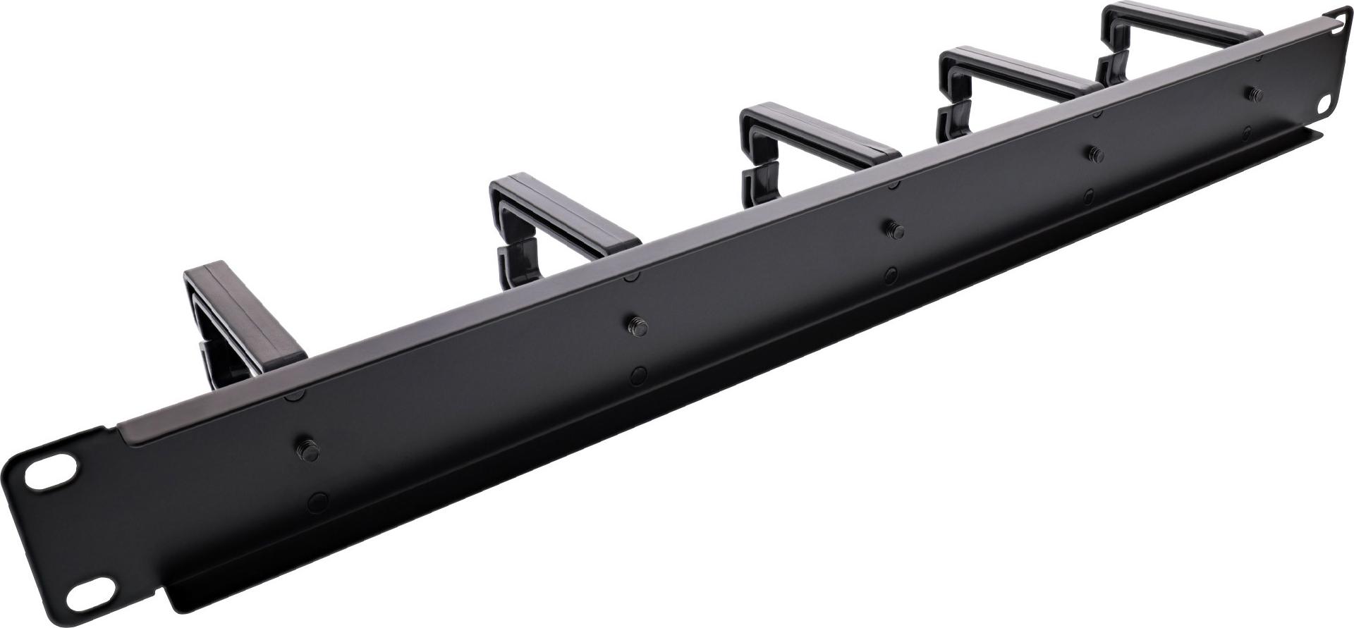InLine Kabelführungspanel 19" 1U 5 Kunststoffbügel Metall Schwarz RAL 9005