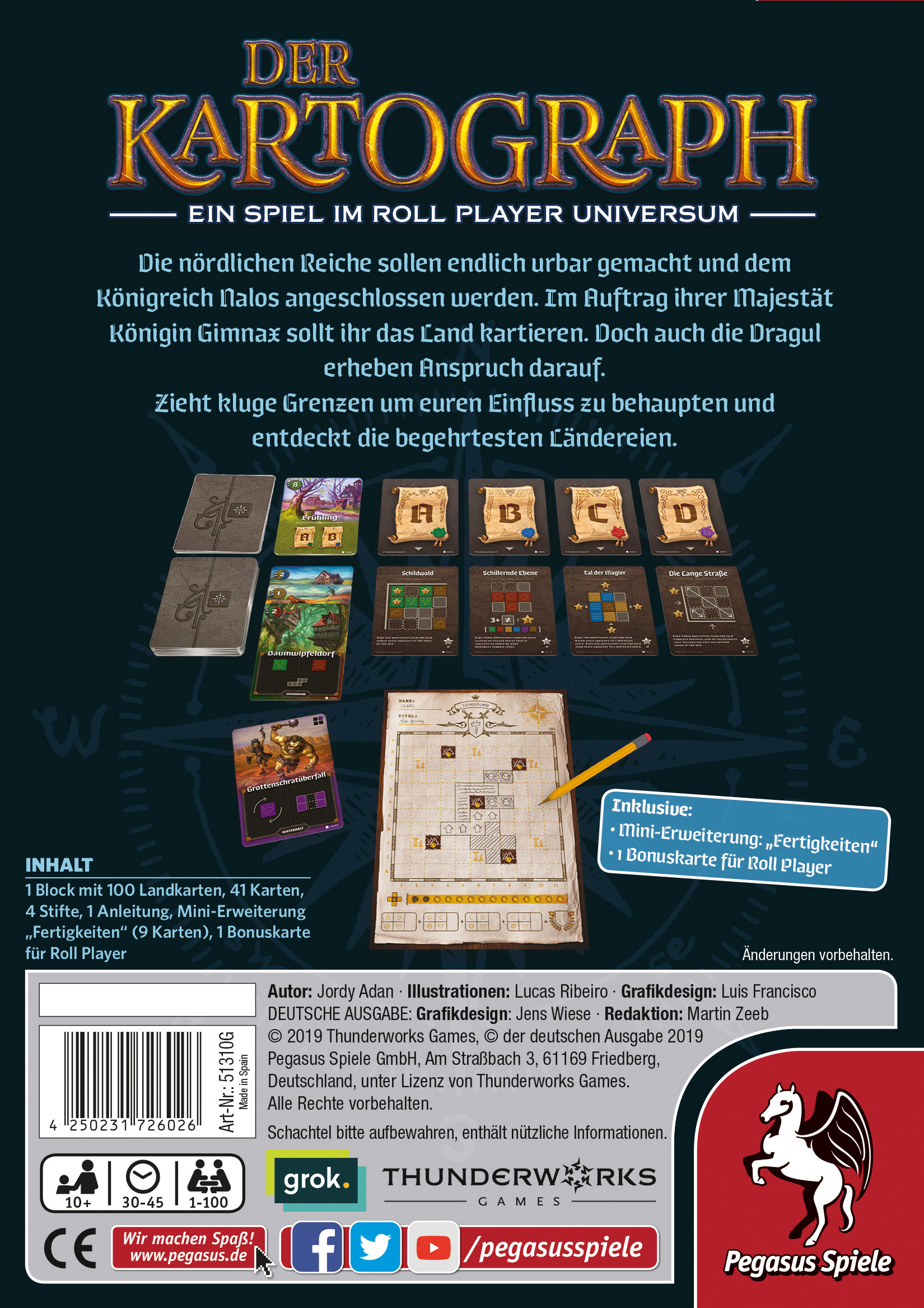 Pegasus Spiele Der Kartograph Brettspiel ab 10 Jahren