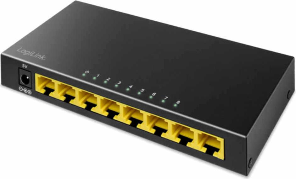 LogiLink Desktop Gigabit Ethernet Switch, 8-Port, schwarz Interface: 8x 10/100/1000 MBit/Sek. RJ45-Ports (NS0117)