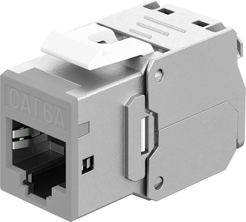 Goobay Keystone-Modul RJ45 CAT 6A, STP, Slim, hellgrau (77946)
