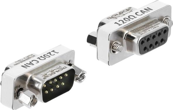 Delock D-Sub 9 Pin CAN Bus Adapter Stecker zu Buchse 120 Ohm Abschlusswiderstand (91581)