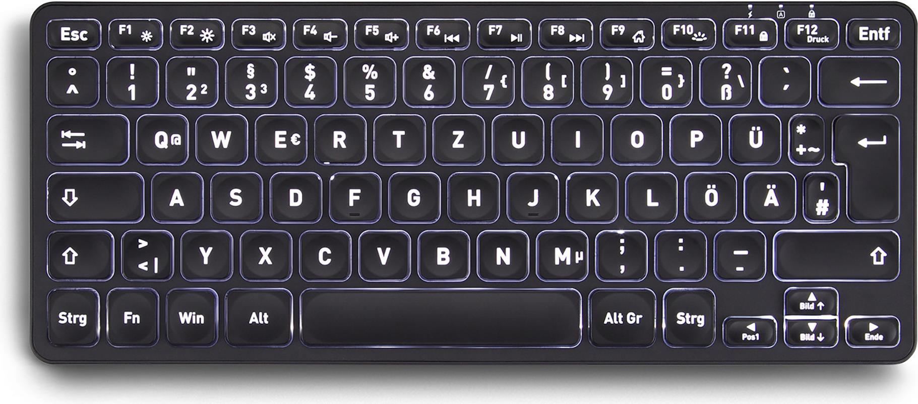 PERIBOARD-732B DE Mini-Tastatur Wireless mit Hintergrundbeleuchtung (PERIBOARD-732B DE)