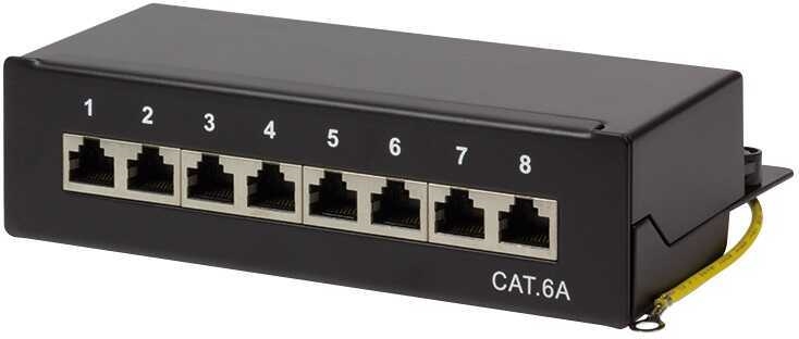 LogiLink NP0018B Patch Panel 8-Port CAT 6a STP 10 Gigabit Ethernet Schwarz