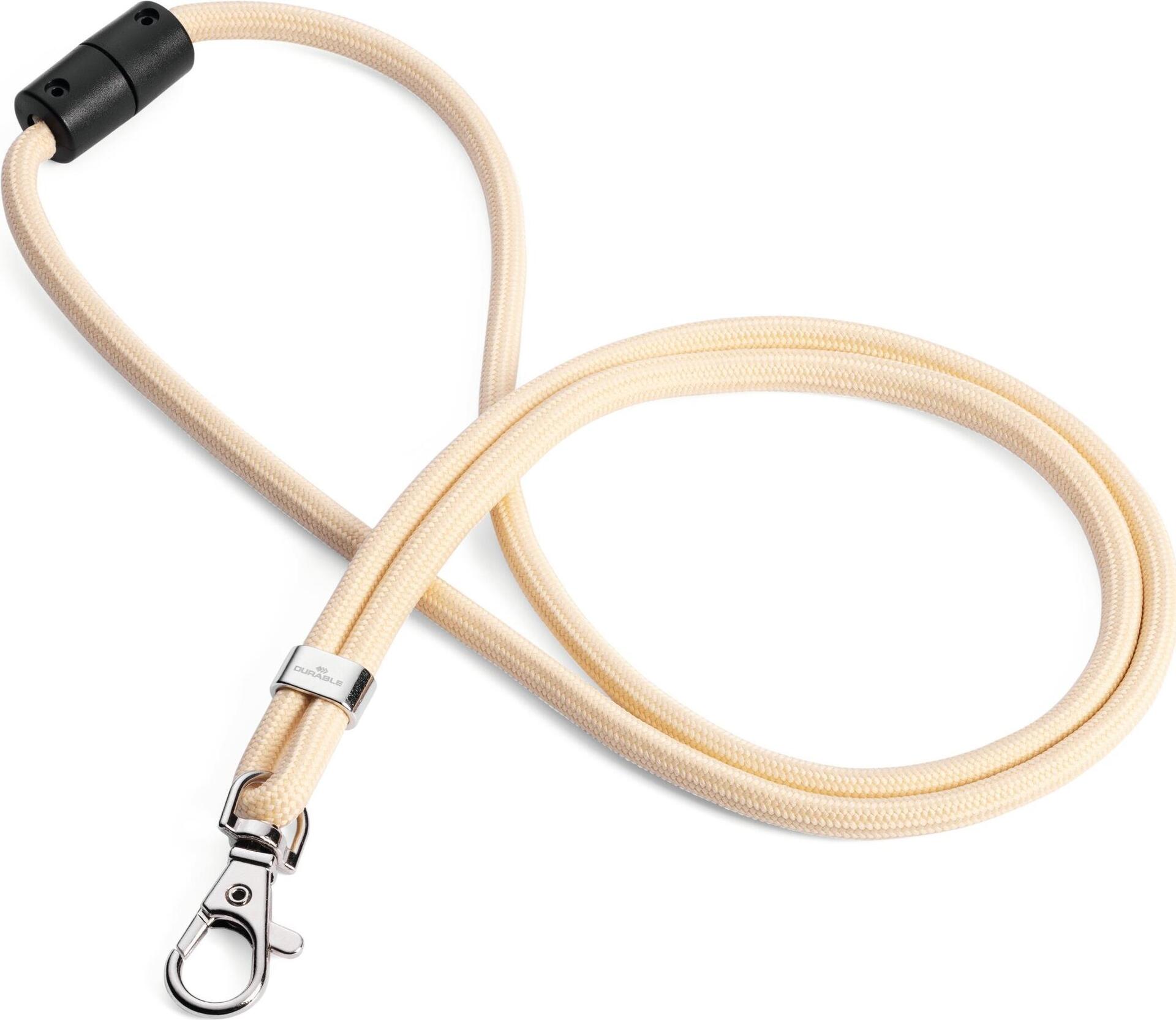 DURABLE Textilband rPET mit Karabiner, (1 Packung á 10 Stück), Farbe: Beige, Art. Nr. 824116, Mindestabnahme: 1 PAK (824116)