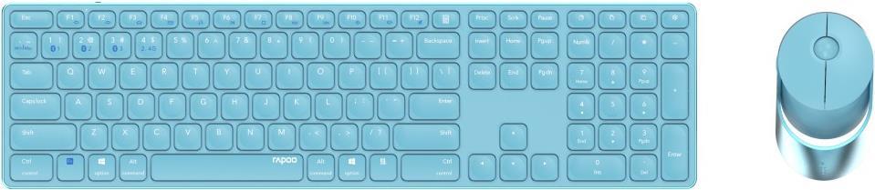 Rapoo 9850M Tastatur Maus enthalten RF Wireless + Bluetooth QWERTZ Deutsch Blau (00215388)