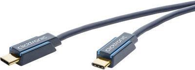 CLICKTRONIC USB 2.0 Anschlusskabel [1x USB-C? Stecker - 1x USB-C? Stecker] 2m Blau