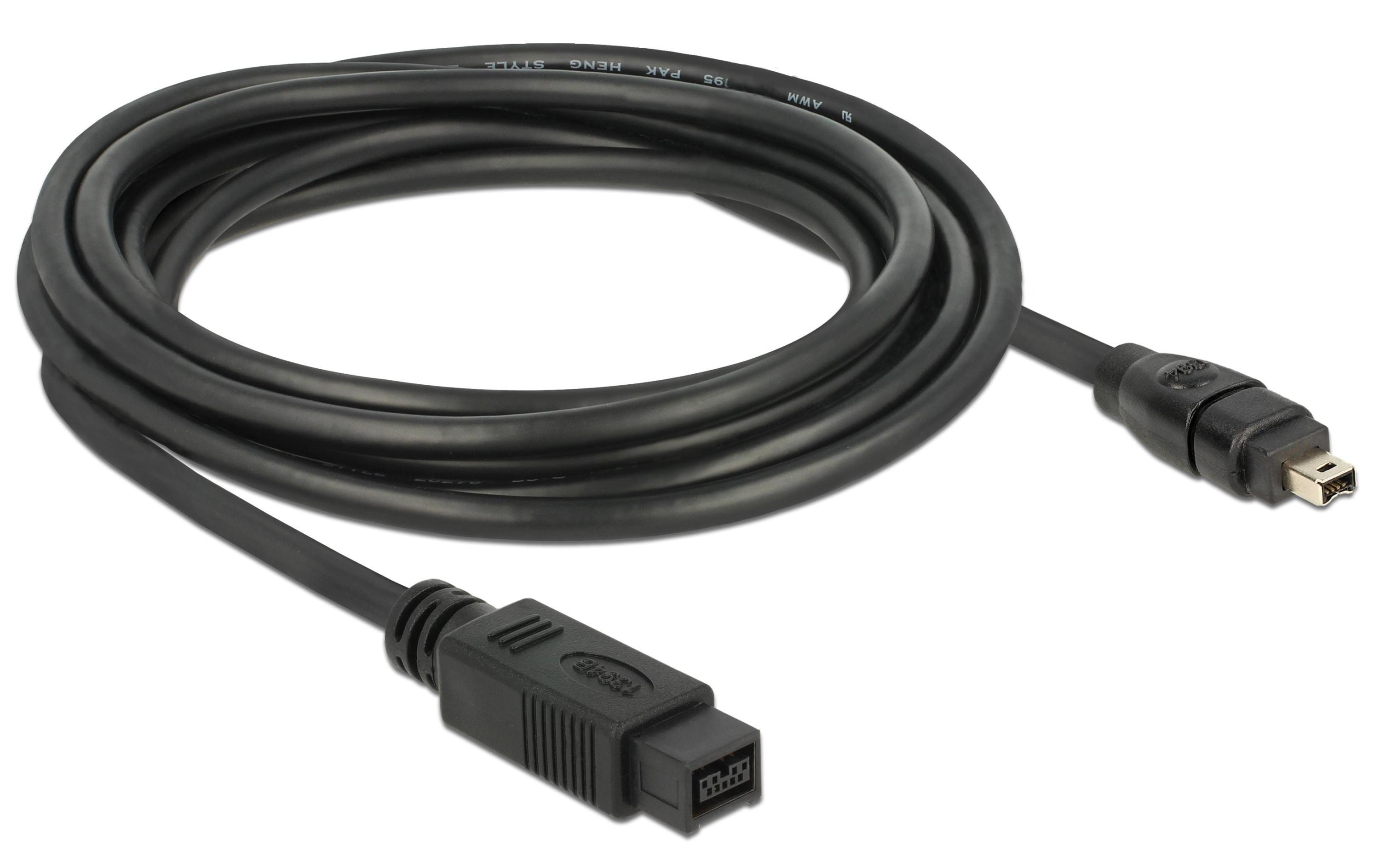 Delock FireWire-Kabel 9-Pin auf 4-Pin 3 m Grau