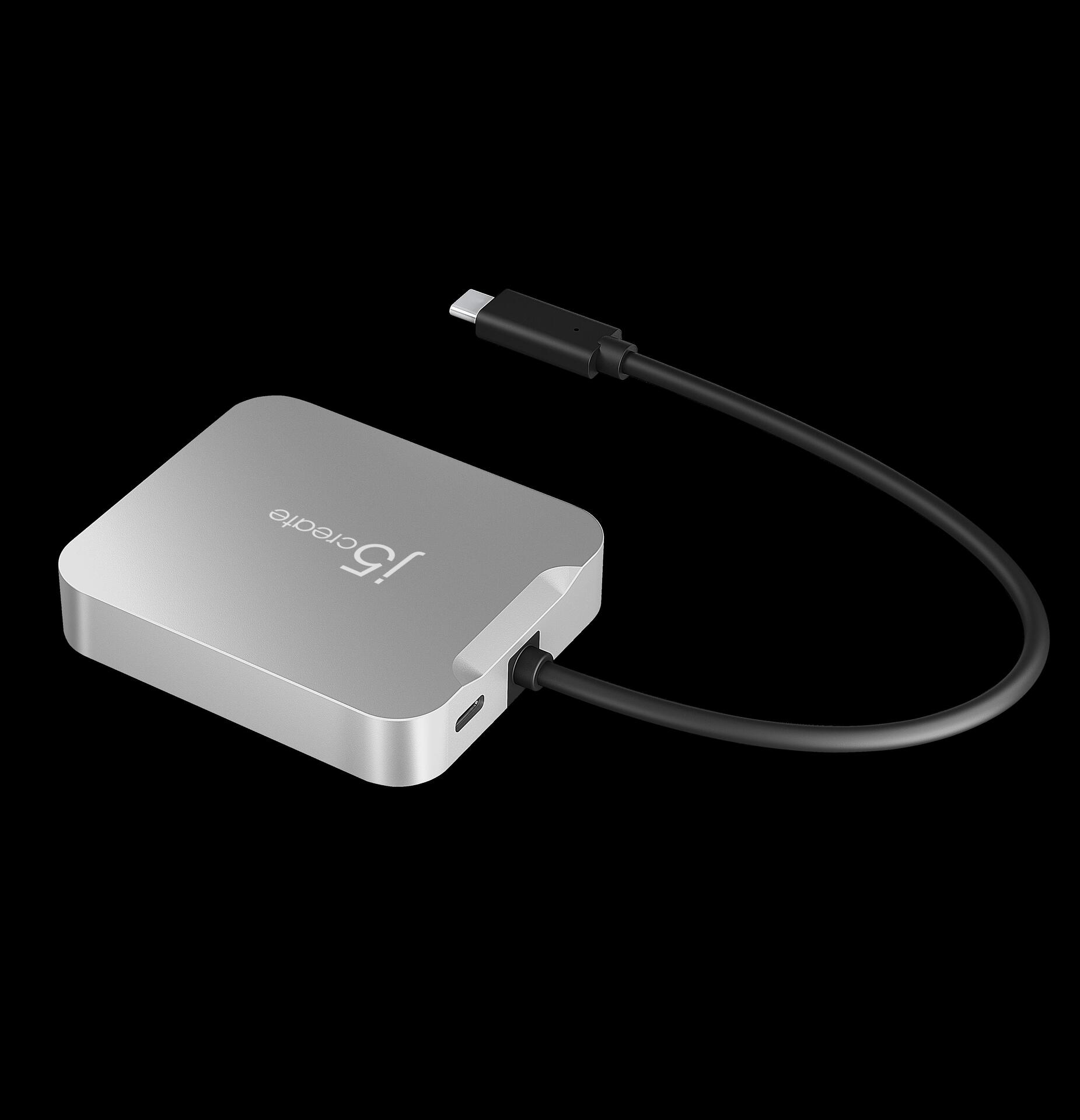 j5create Elite JCD391-N 4K60 USB-C Multi-Port Adapter, 85 W Power Delivery, Silber