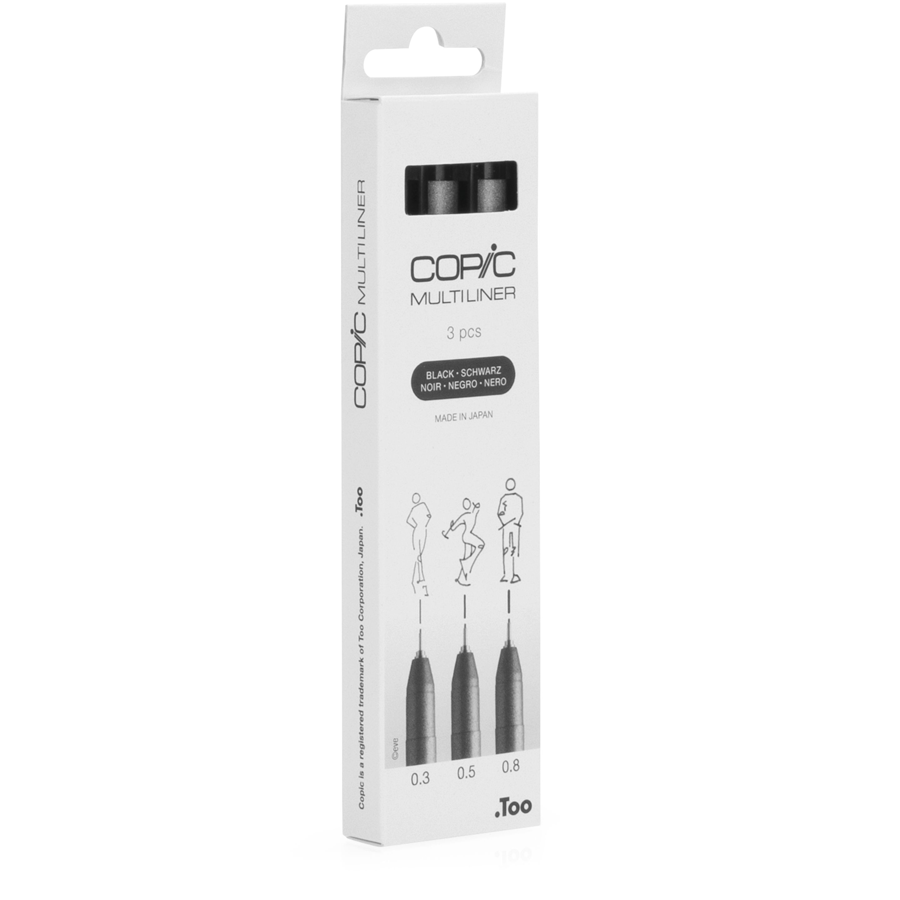 COPIC Multiliner Fineliner Set 0.3 + 0.5 + 0.8 mm 3 St. Schwarz